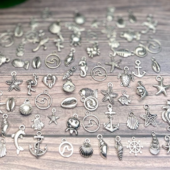 100pc Tib Silver NAUTICAL Mini Charms & MORE JEWELRY KEYCHAIN MAKING DIY BUNDLE - Picture 8 of 16